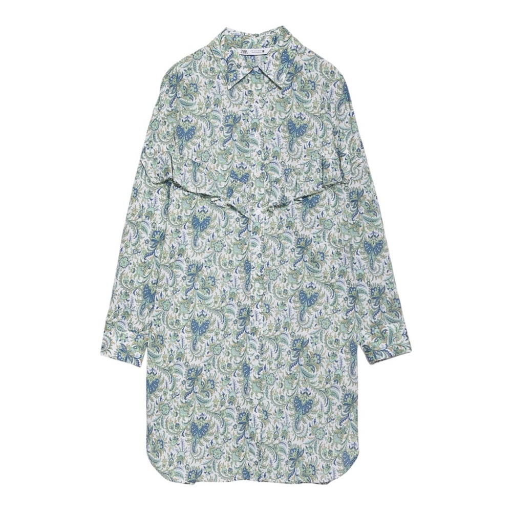 Zara Floral Paisley Button-Down Blouse – Size M